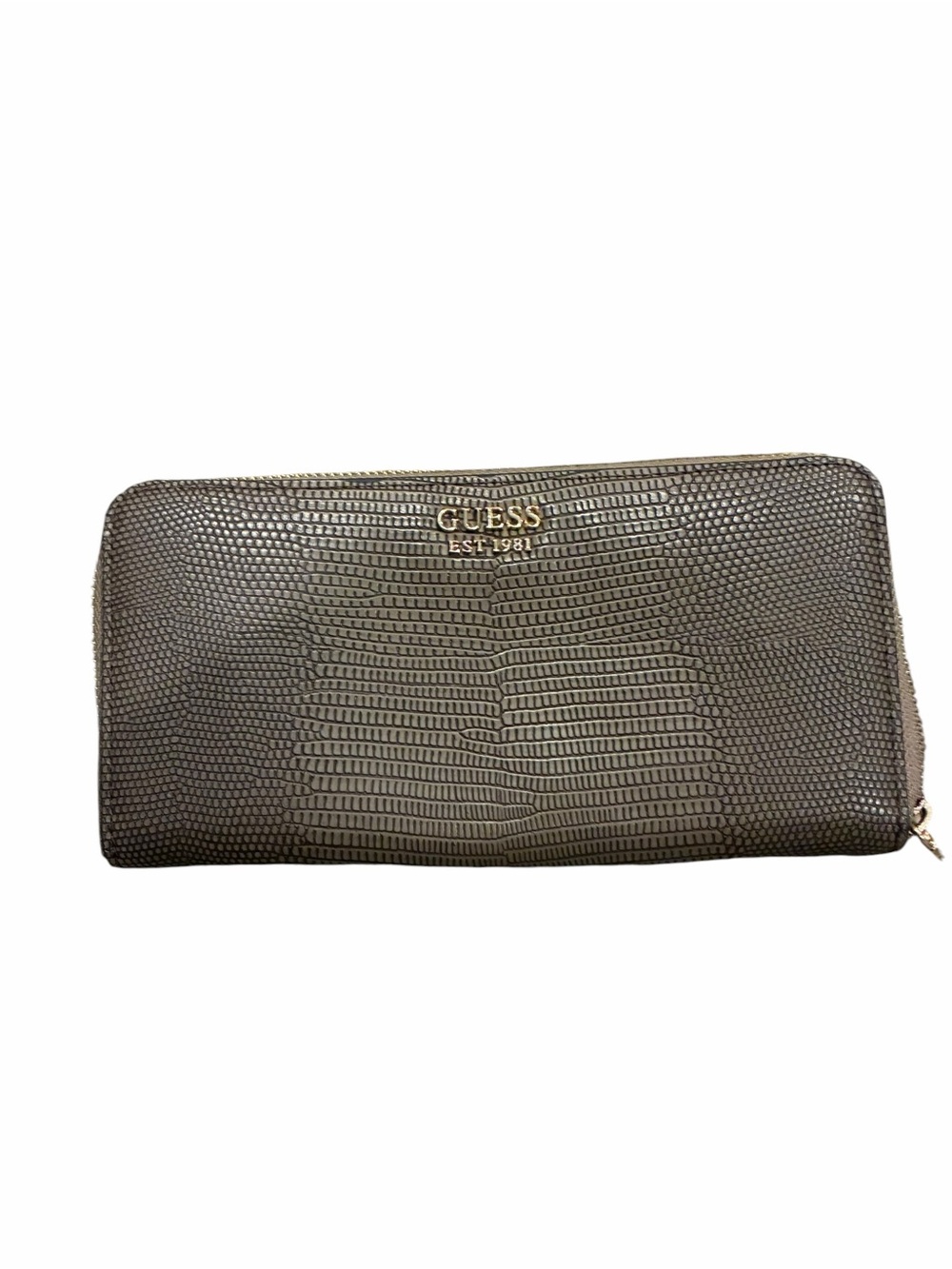 GUESS Brown Lizard-Embossed Zip Around Wallet Black Brown Zip Pouch
